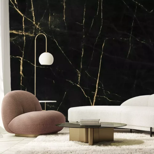 Sticker Steinstruktur schwarzer Marmor mit goldenen Verzierungen