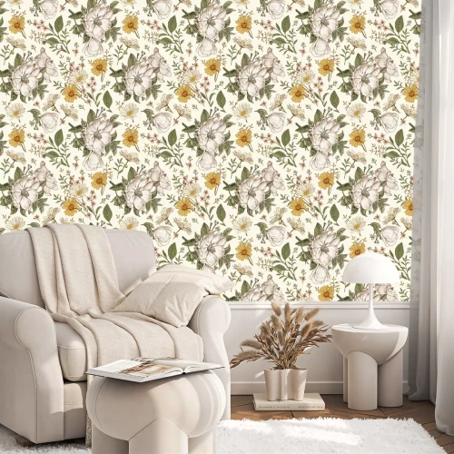 Tapete Design von wilden Blumen