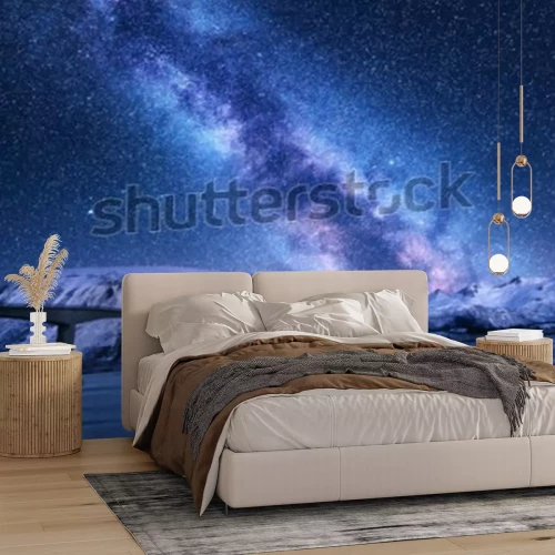 Fototapete Weltraum über Bergen