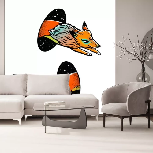 Sticker Rotfuchs im Weltraum in einem magischen Portal