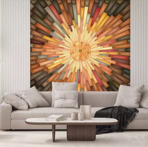 Sticker Vector mosaic illustration of sun in the sky.