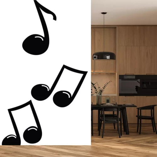 Sticker Minimalistische schwarze Noten auf weißem Hintergrund