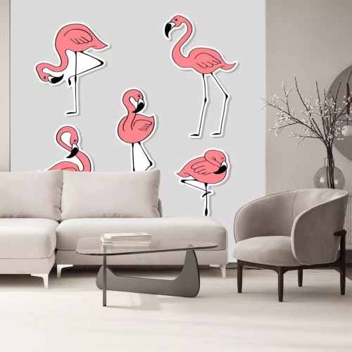 Sticker Reihe von Flamingos in verschiedenen Positionen