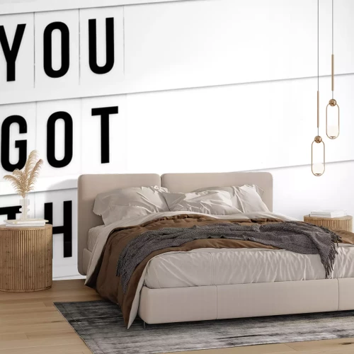 Sticker Inspirational You Got This quote on vintage retro board. Concept. flat lay