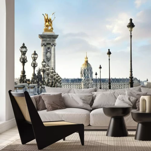 Fototapete Denkmäler auf der Brücke in Paris