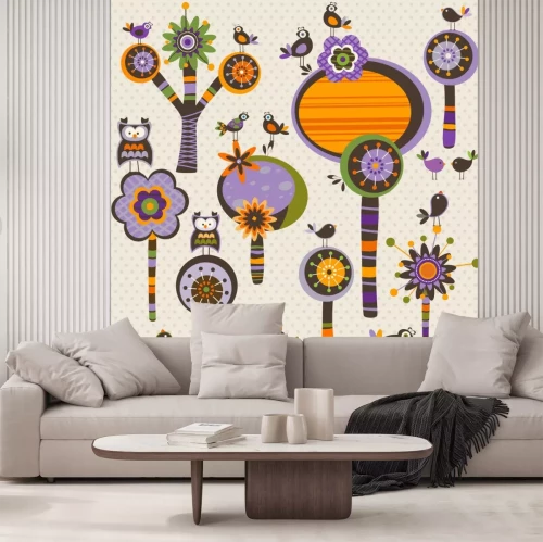 Sticker Halloween launisch Bäumen und Blumen