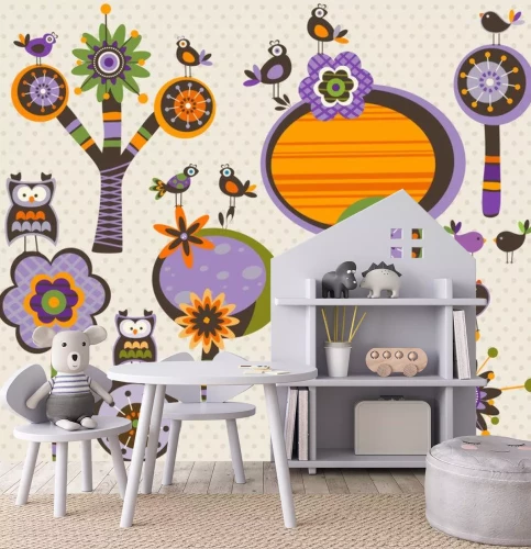 Sticker Halloween launisch Bäumen und Blumen