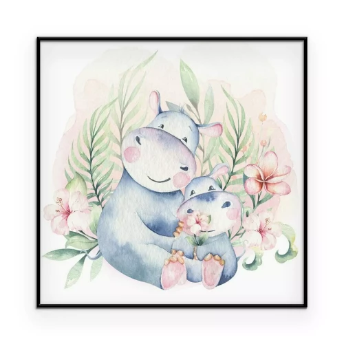 Poster Märchenillustration mit Nilpferden