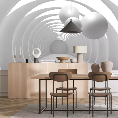 Fototapete Weißer Tunnel mit drei Kugeln