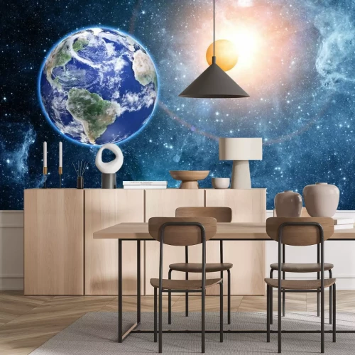 Fototapete Erde, Sonne und Mond