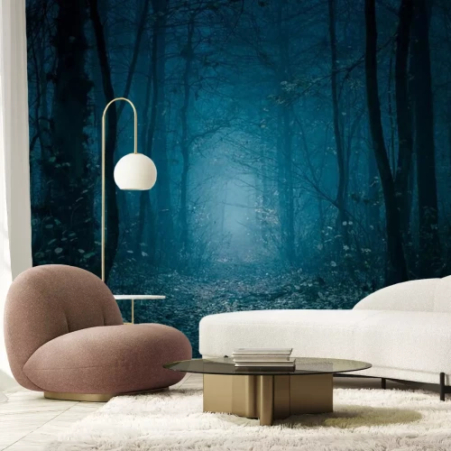 Fototapete Fantasy blauer Nebelwald