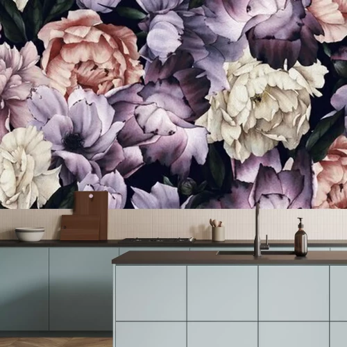 Sticker Seamless floral pattern with flowers, watercolor