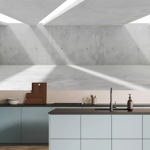 Fototapete Ein minimalistischer Betonraum von oben beleuchtet