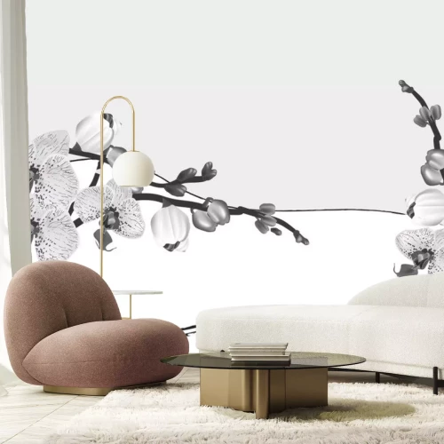 Sticker Blumen auf schwarz-weißer Illustration