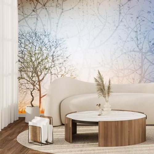 Sticker einsamer Baum, Grunge Vektor Hintergrund, eps 10