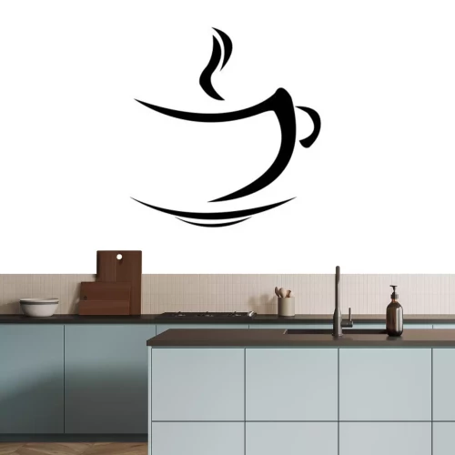 Sticker Tasse Kaffee minimalistische schwarze Grafik