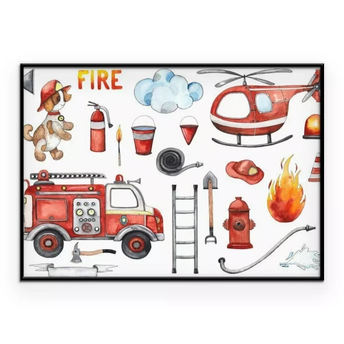 Poster Feuerwehr-Schnittmuster für Kinder