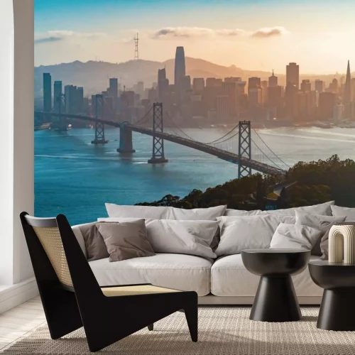 Fototapete Stadtpanorama mit Blick auf die Brücke