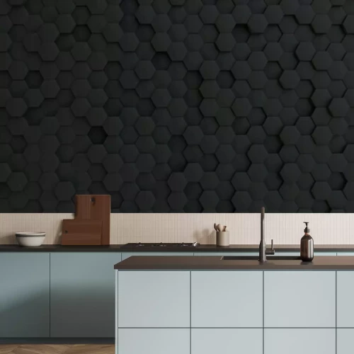 Sticker Schwarze Hexagone 3D