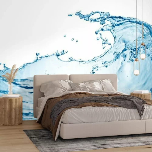 Sticker blue water wave isolated on white background