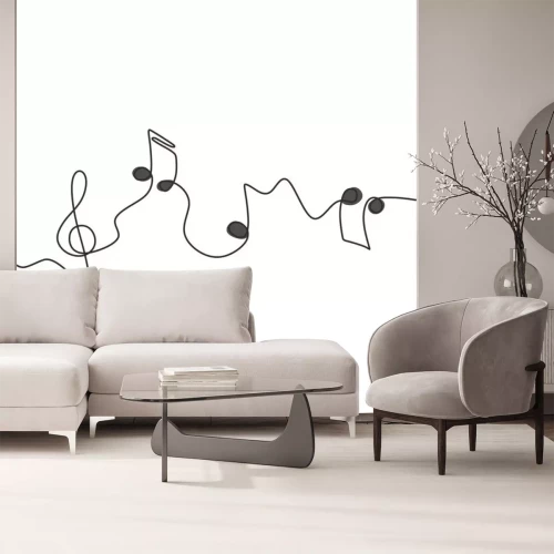 Sticker Musik Symbole mit Noten, die mit einer einzigen Linie gezeichnet sind