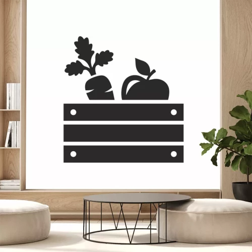 Sticker Schwarz-Weiß-Zeichnung Karotte und Apfel