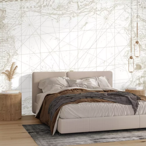 Sticker vector image of an old sea map in the style of medieval engravings	