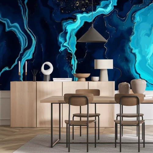 Fototapete Türkisfarbene Wellen auf Marmor