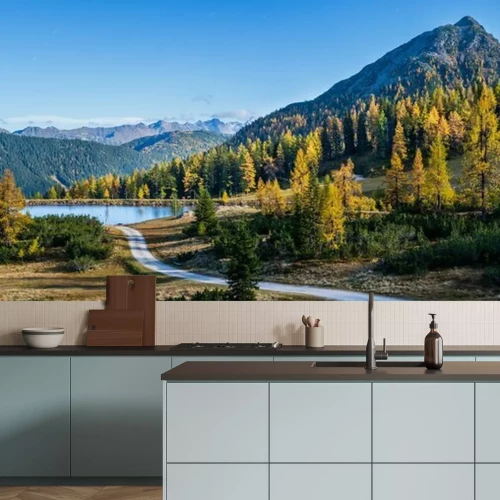 Fototapete Peaceful autumn Alps mountain view. Reiteralm, Steiermark, Austria.