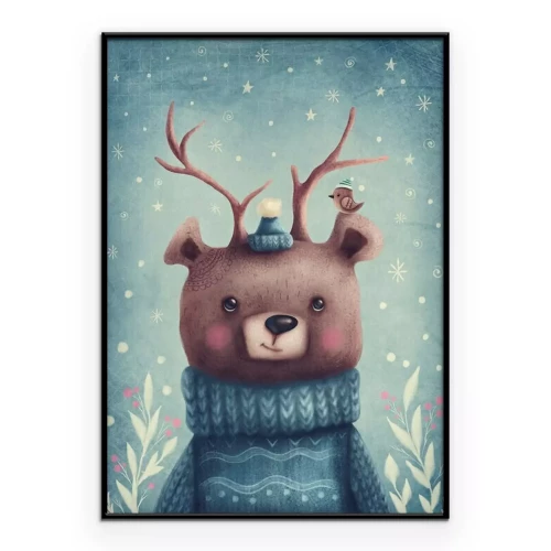 Poster Ein märchenhafter Teddybär im Pullover