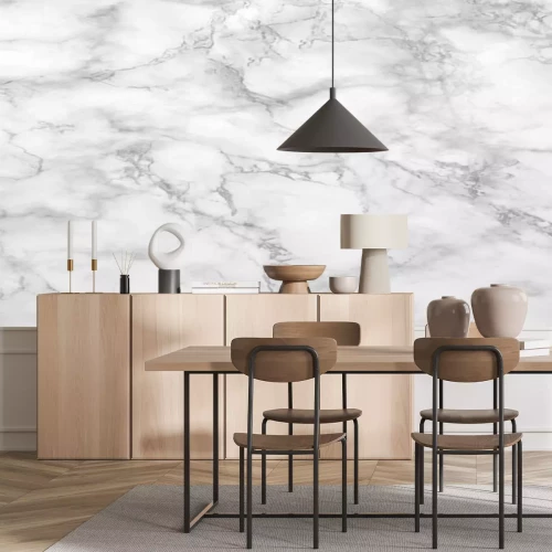 Fototapete Marble background.White stone texture with gray shadow.Panoramic format.