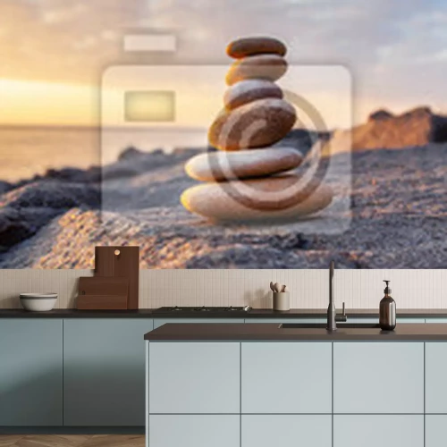 Fototapete Sonnenuntergang und eine Steinpyramide