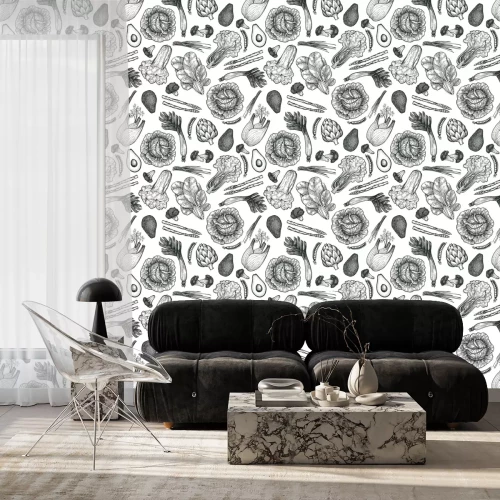 Tapete Mit Bleistift skizziertes Gemüse