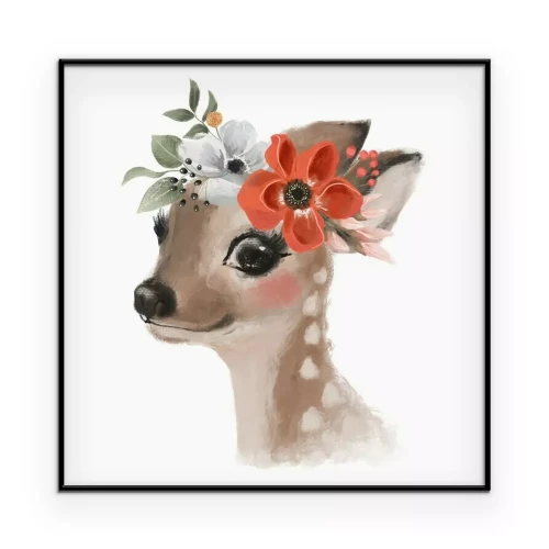 Poster Ein Reh mit Blumen auf dem Kopf