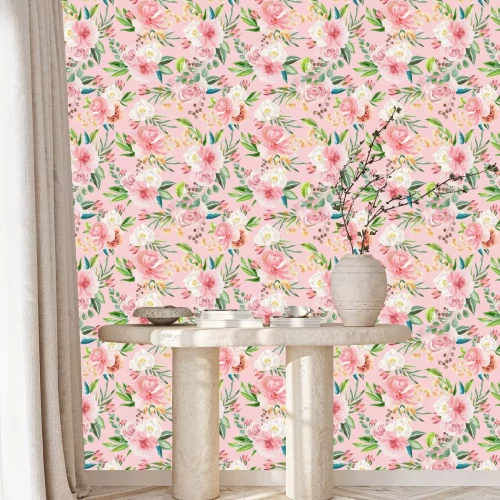 Tapete Pfingstrosen Puderrosa und wei?e Blumen