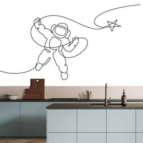Sticker Kosmischer Astronaut mit Stern einfache Grafik