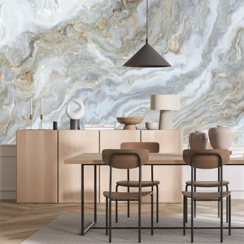 Fototapete Beige und weiße Marmorwellen