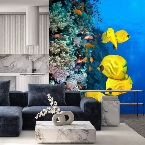 Fototapete Korallenriff und gelbe Fische