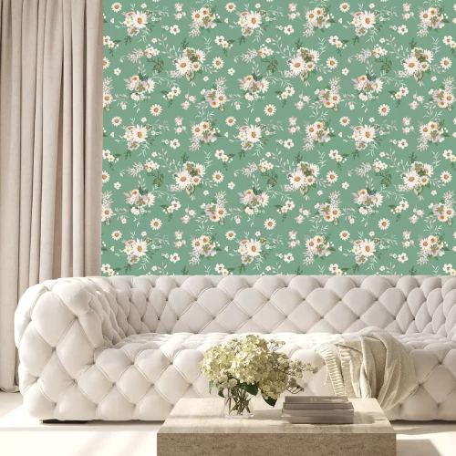 Tapete Muster mit Gänseblümchen und Pflanzen