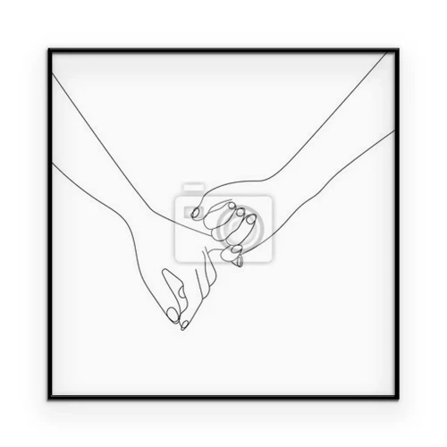 Poster Konturen von verschränkten Händen auf weißem Hintergrund