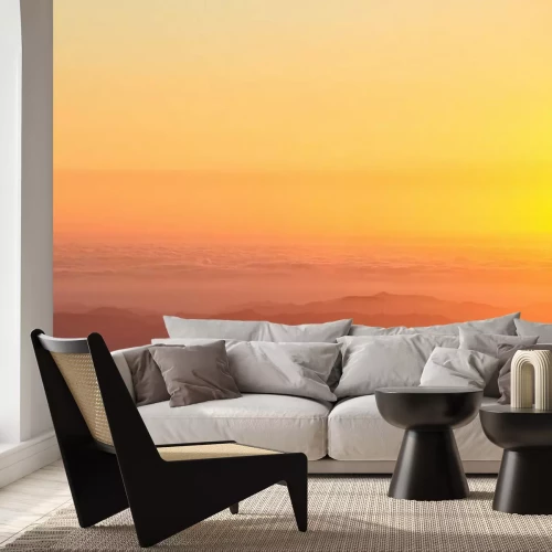 Fototapete Orange Himmelsaura bei Sonnenuntergang