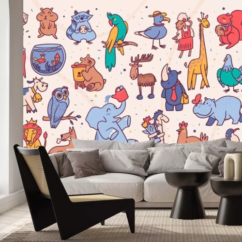 Sticker Cute animals cartoon illustrations set