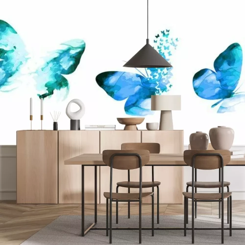 Sticker Blau-grüne abstrakte Schmetterlinge Illustration modern