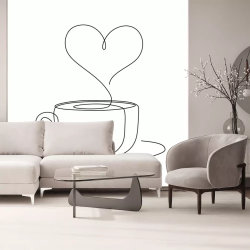 Sticker Tasse Kaffee mit Herz einfache Grafik