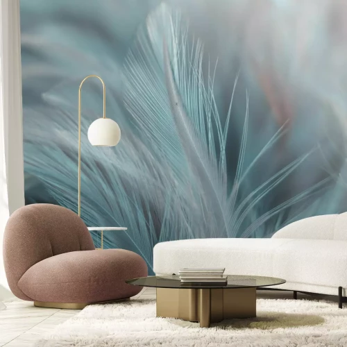 Fototapete Blaue 3D-Federn Nahaufnahme