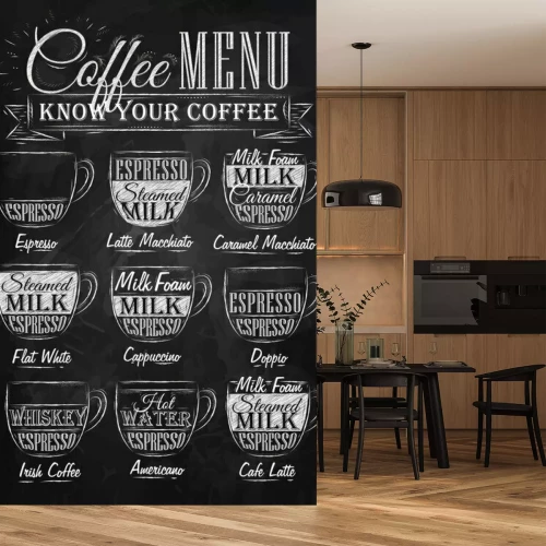 Sticker Tafel mit verschiedenen Kaffeesorten