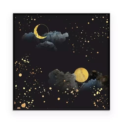 Poster Marineblauer Nachthimmel mit Monden