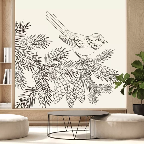 Sticker auf einer Kiefer sitzender Vogel