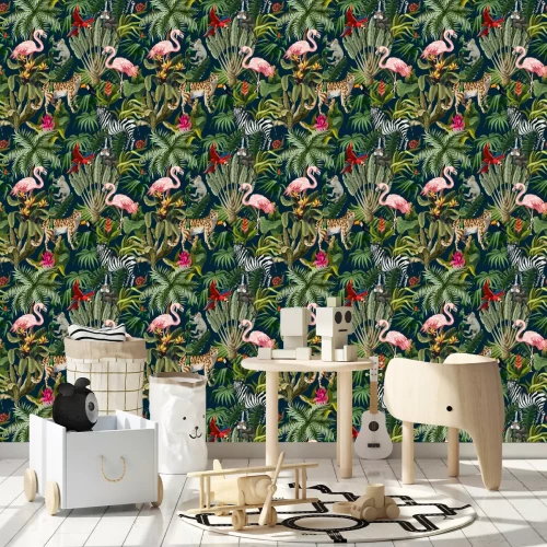 Tapete Exotische Tiere im Dschungel