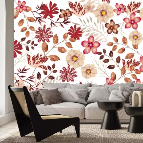 Sticker Herbstpflanzen mit Rot